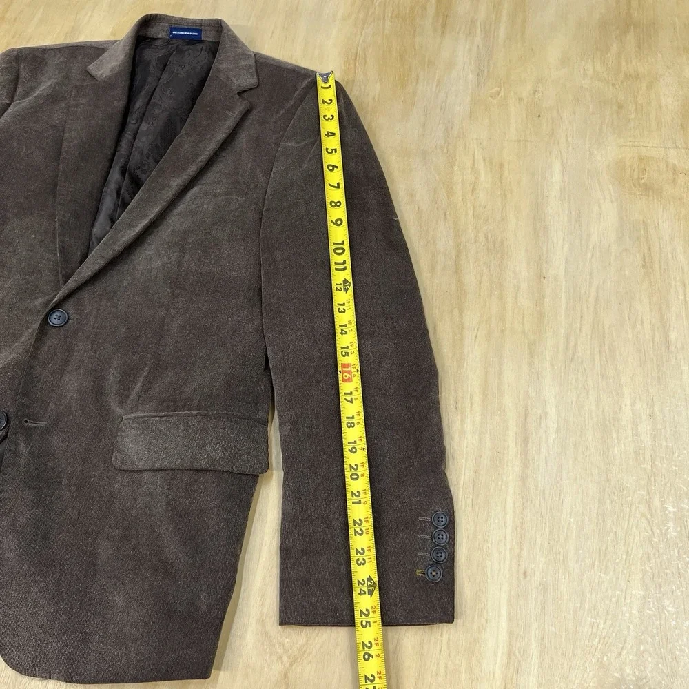Stafford‎ Corduroy Blazer Jacket Sport Coat Mens 40R Slim Fit Brown Cotton